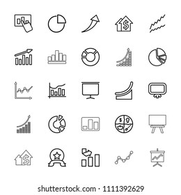 Graph icon. collection of 25 graph outline icons such as board, pie chart, dolar growth, chart, marketing, medal, arrow up. editable graph icons for web and mobile.