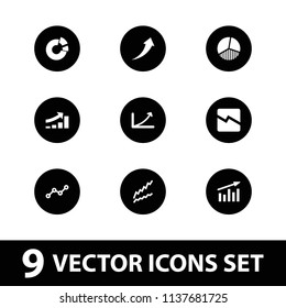 Graph icon. collection of 9 graph filled icons such as arrow up, chart, pie chart. editable graph icons for web and mobile.