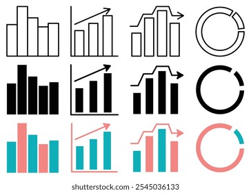 Graph icon collection on white background