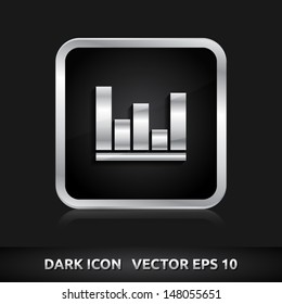 Graph icon | color dark black silver metal grey white | icon set | abstract vector symbol | template design | shadows shiny | business button | abstract 3d