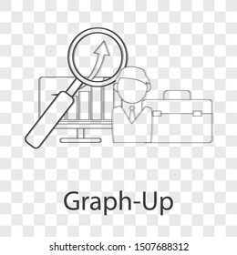 Graph up icon concept on transparency background. Business idea concept. Line vector illustration use for your web page. 