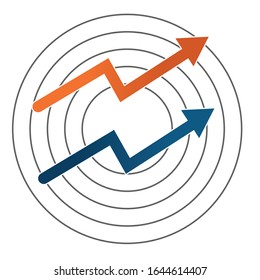 Graph up icon concept on white background. Creative idea design. Flat vector illustration for template, brochure or presentation.