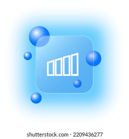 Graph icon. Control, increase, work, earnings. Graph concept. Glassmorphism style. Vector line icon for business.