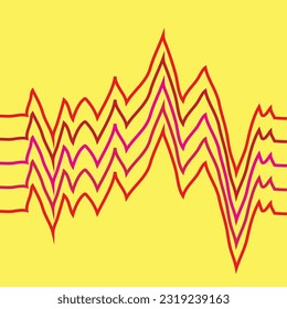 Graph Icon design on yellow background for business, social, political concept and earthquake vibrations.