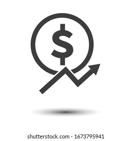 Graph icon dollar icon isolated on white background. Vector illustration. Eps 10.