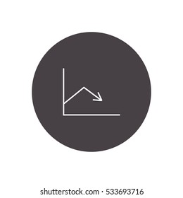 graph icon down line outline icon vector, can be used for web and mobile design