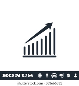 Graph icon flat. Black pictogram on white background. Vector illustration symbol and bonus button