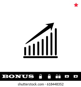 Graph icon flat. Black pictogram on white background. Vector illustration symbol and bonus button open and closed lock, folder, star
