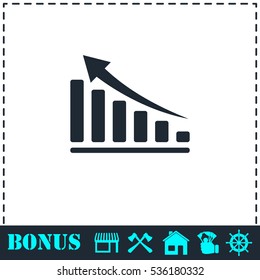 Graph icon flat. Simple vector symbol and bonus icon