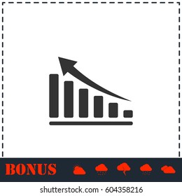 Graph icon flat. Simple vector symbol and bonus icon