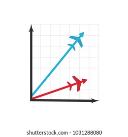 Graph icon of flight miles bonuses vector illustration