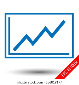 Graph Icon. Groving line on graph. Increasing of volume logo isolated on white background.