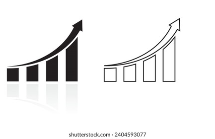 Graph icon. Growing graph icon on white background. Finance icon, bar chart. Chart bar symbol for your web site design, logo, app, UI design. Digital graph icon. Vector illustration