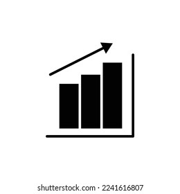 Graph icon illustration with up arrow. Financial chart growth. glyph icon style. suitable for apps, websites, mobile apps. icon related to finance. Simple vector design editable