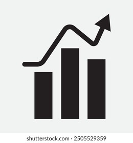 Graph icon isolated. Growth sign. Growing bar graph icon. Increase icon Vector. Vector illustration
