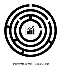 graph icon and labyrinth. Vector illustration