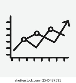 Graph Icon Line Art, Design minimalista elegante para visualização de dados.