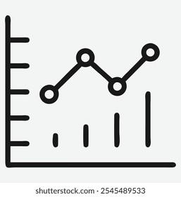 Graph Icon Line Art, Design minimalista elegante para visualização de dados.