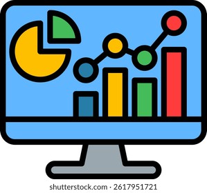 Graph Icon Lineal Color Vector Illustration