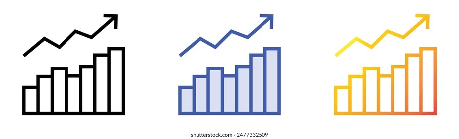 graph icon. Linear, Blue Fill and Gradient Style Design Isolated On White Background