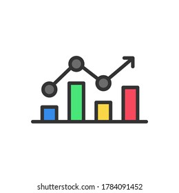 Graph icon or logo in modern line. Line chart icon. Color vector icon.