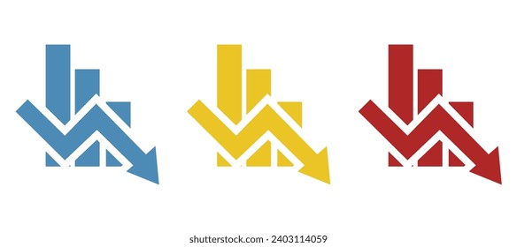graph icon, loss of money, on a white background, vector illustration