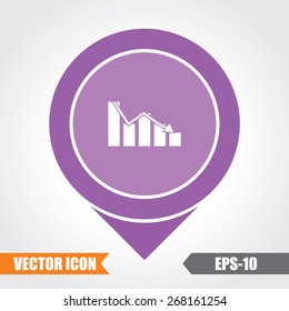 Graph Icon On Map Pointer. Eps.-10.