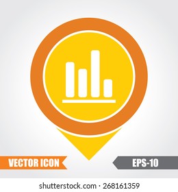 Graph Icon On Map Pointer. Eps.-10.