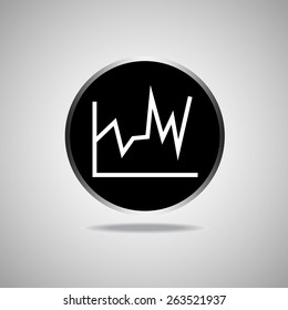Graph Icon on round black background. Vector illustration. Eps 10