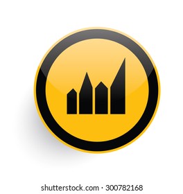 Graph icon on yellow button background,clean vector