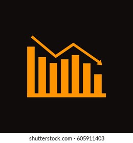 Graph Icon. Orange icon on black background