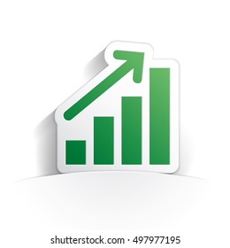 up graph icon paper style full vector