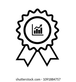 graph icon and quality guarantee symbol