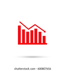 Graph Icon. Red icon and gray shadow