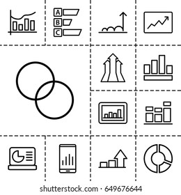 Graph icon. set of 13 outline graphicons such as circle intersection, graph, chart, chart on display, arrows up, pie chart