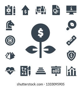 graph icon set. 17 filled graph icons.  Simple modern icons about  - Report, Strategy, Money, Growth, Pyramid, Research, Level, Cardiogram, Sales, Presentation, Monitor, Analytics