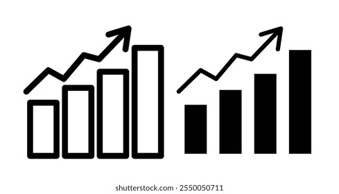 Ícone de gráfico definido em linha e preenchimento em preto.