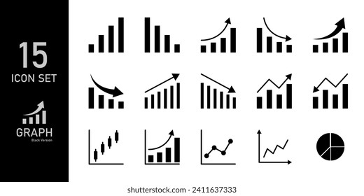 Graph icon set, business graph and chart icon Statistics and information Chart diagram money down or up arrow Vector illustration