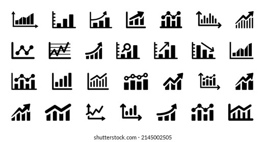 Conjunto de iconos de gráfico. Icono de gráfico aislado en fondo blanco.