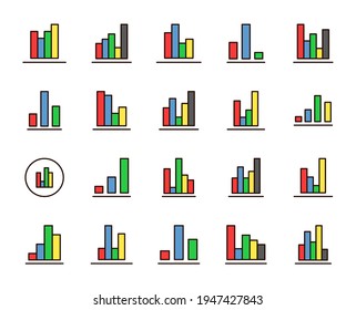 Graph icon set. Collection of high-quality color outline logo for web site design and mobile apps. Vector illustration on a white background.