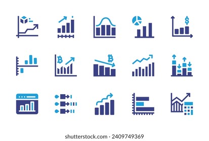 Graph icon set. Duotone color. Vector illustration. Containing graph, diagram, grow, statistics, bar chart.