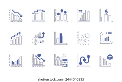 Graph icon set. Duotone style line stroke and bold. Vector illustration. Containing market, graph, bar graph, diagram, bar chart.