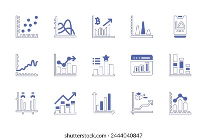 Graph icon set. Duotone style line stroke and bold. Vector illustration. Containing bar chart, bar graph, scatter, graph, growth, grow.