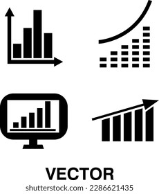 graph icon set. growing graph, bar chart on white background..eps