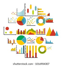 Graph icon set isolated. Flat illustration of 25 graph vector icon for any web design