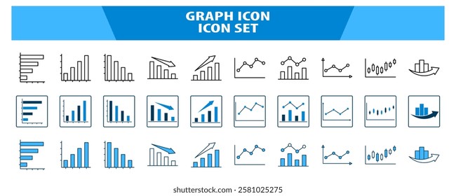 Graph icon set. Icon related to graph and seo . suitable for web site, app, user interfaces, printable etc. simple vector design editable