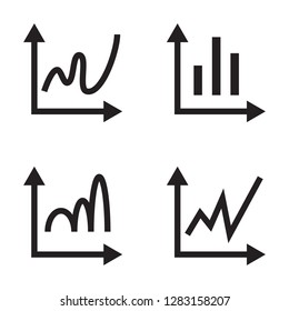 Graph icon set, simple chart symbol, black isolated on white background, vector illustration.