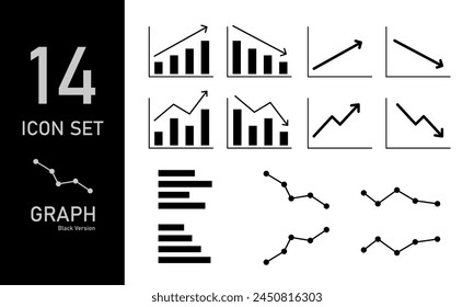 Graph icon set. Graph icon. Statistics and data. Vector money down or up arrow diagram