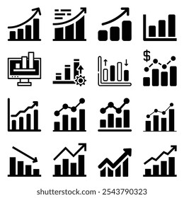 Graph icon set vector, Bar chart icon set vector