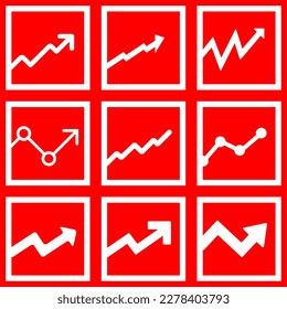 Graph icon set. Vector illustration of graph arrow for business, statistic, finance or economy. Graphic resources of graph icon for design illustration regarding the inflation in the world